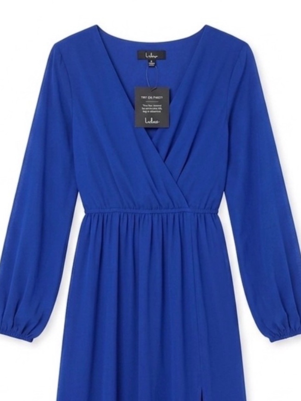 NWT Lulus Wondrous Water Lilies Royal Blue Maxi Dress Medium Wedding Guest